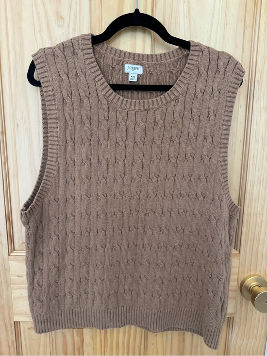 J. Crew Sweaters - J.Crew 100% Cotton Cable Knit Sleeveless Sweater Vest - Taupe Brown